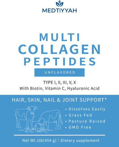 Multi Collagen Peptides with Hyaluronic Acid, Biotin, and Vitamin C