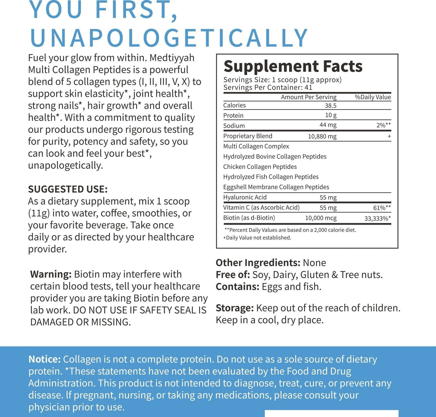 Multi Collagen Peptides with Hyaluronic Acid, Biotin, and Vitamin C